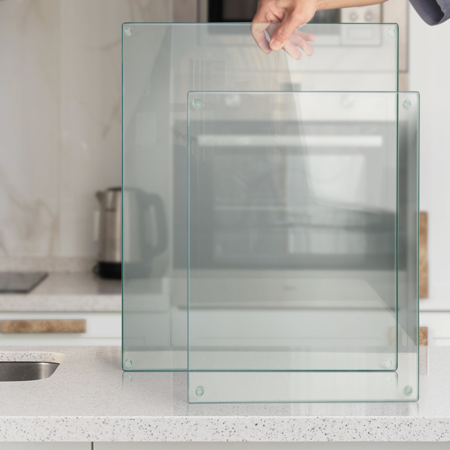 Original Kitchenvilleâ„¢ Glass Chopping / Cutting Board Bundle (50x40cm + 40x30cm)
