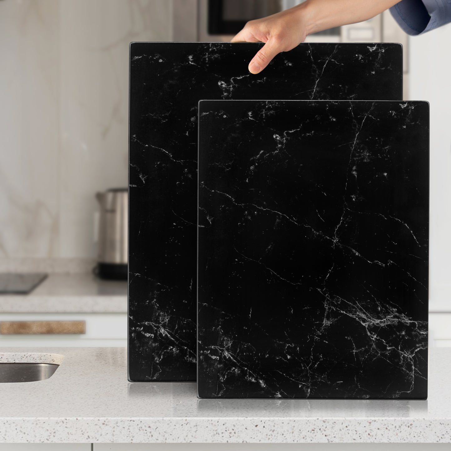 Original Kitchenvilleâ„¢ Glass Chopping / Cutting Board Bundle (50x40cm + 40x30cm)