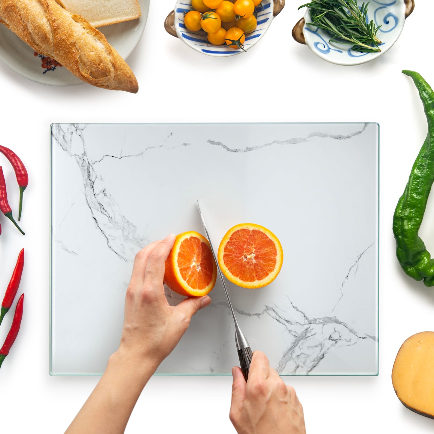 Original Kitchenvilleâ„¢ Glass Chopping / Cutting Board Bundle (50x40cm + 40x30cm)