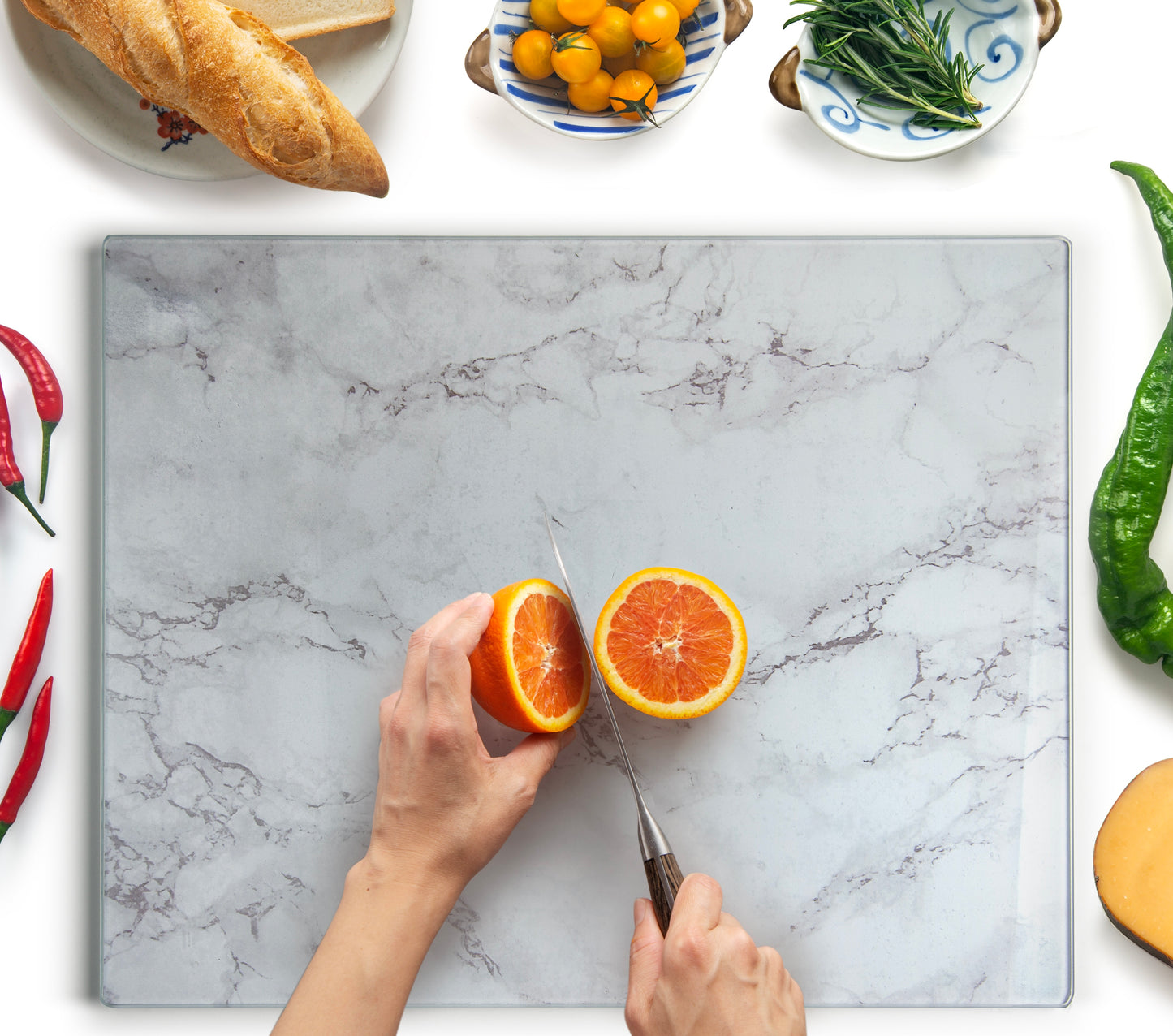 Original Kitchenvilleâ„¢ Glass Chopping / Cutting Board Bundle (50x40cm + 40x30cm)