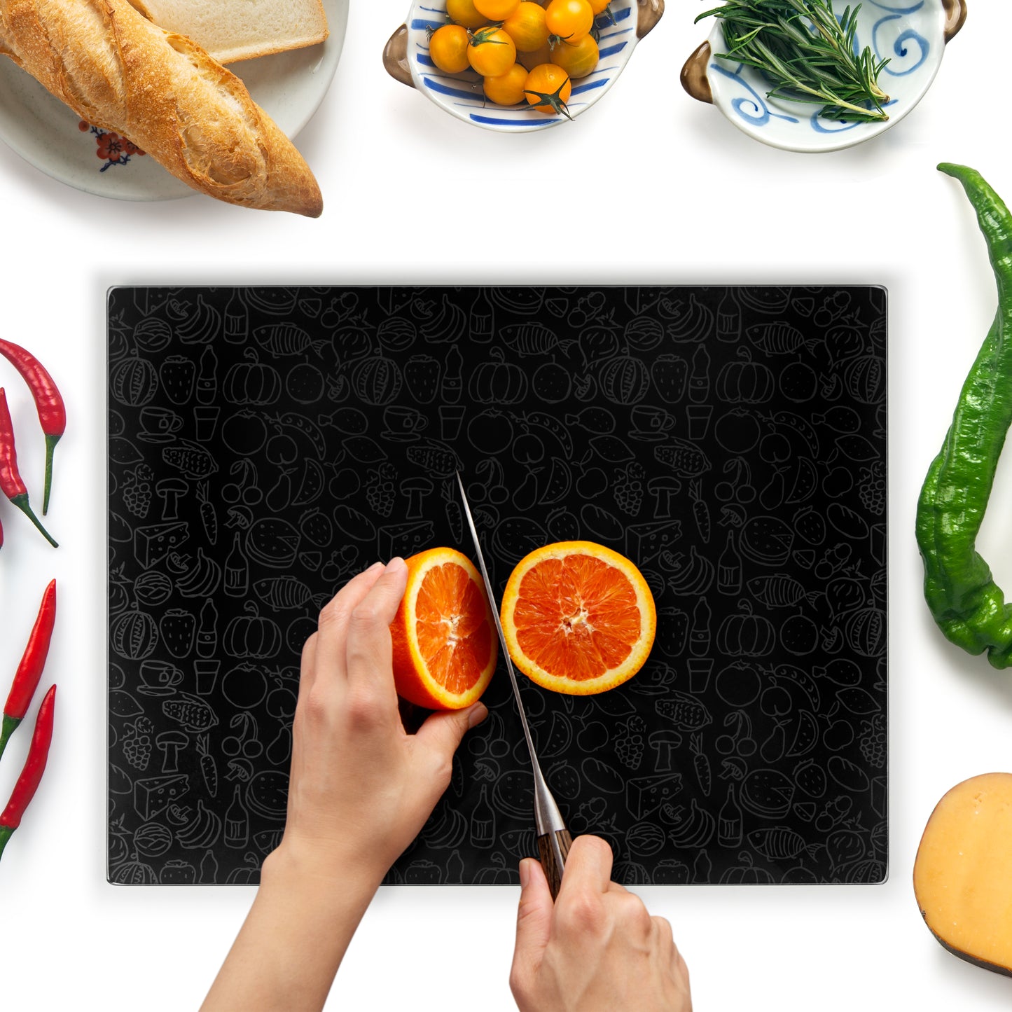 Original Kitchenvilleâ„¢ Glass Chopping / Cutting Board Bundle (50x40cm + 40x30cm)