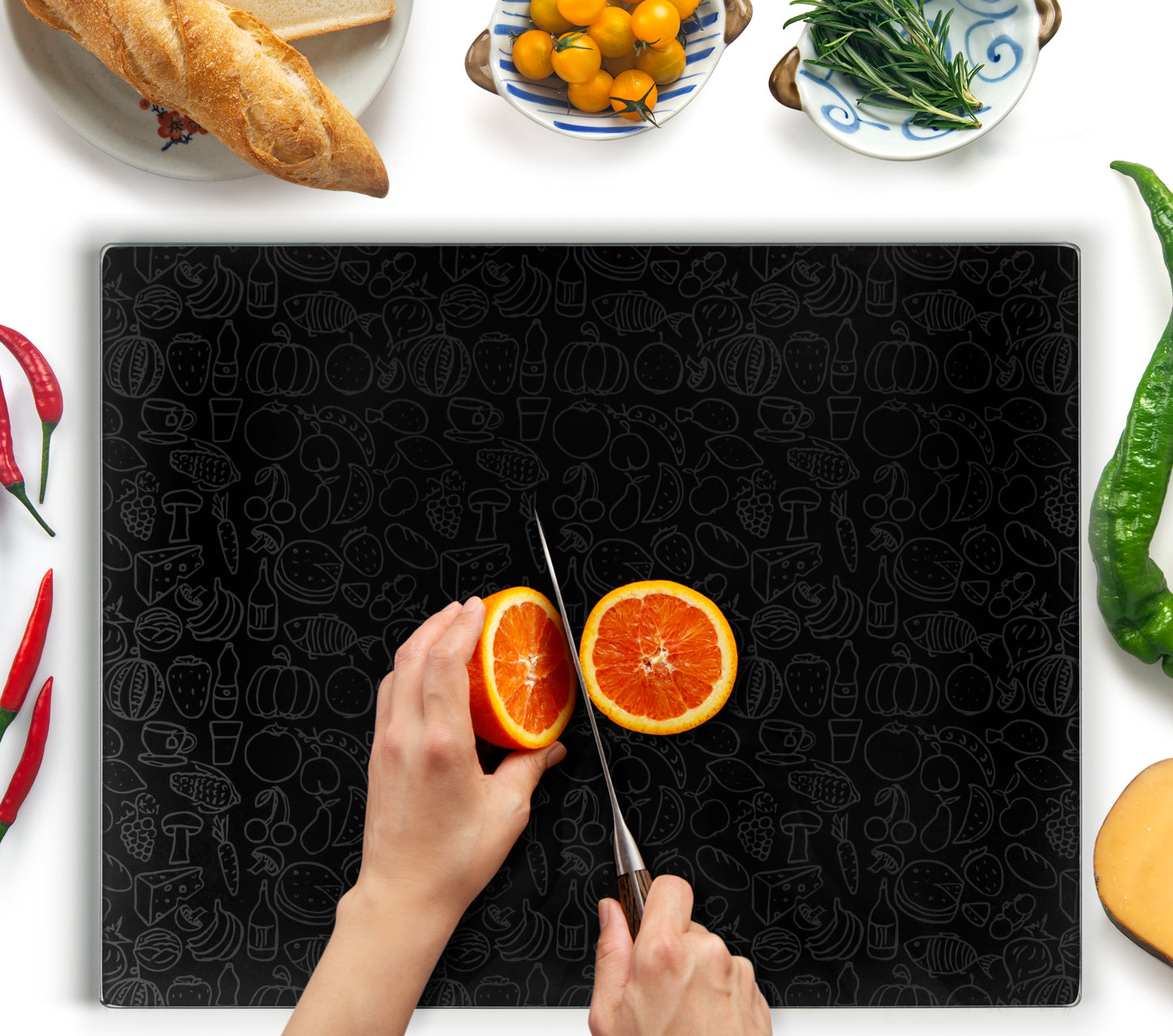 Original Kitchenvilleâ„¢ Glass Chopping / Cutting Board Bundle (50x40cm + 40x30cm)