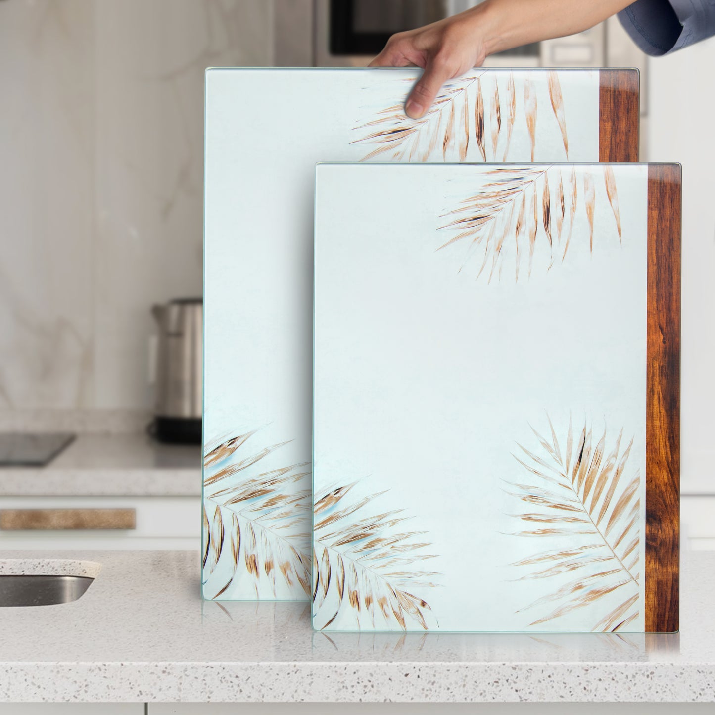 Original Kitchenvilleâ„¢ Glass Chopping / Cutting Board Bundle (50x40cm + 40x30cm)