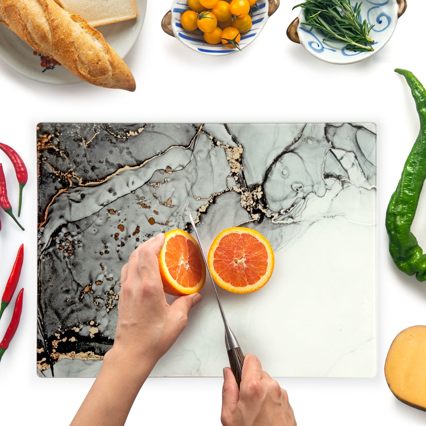 Original Kitchenvilleâ„¢ Glass Chopping / Cutting Board Bundle (50x40cm + 40x30cm)