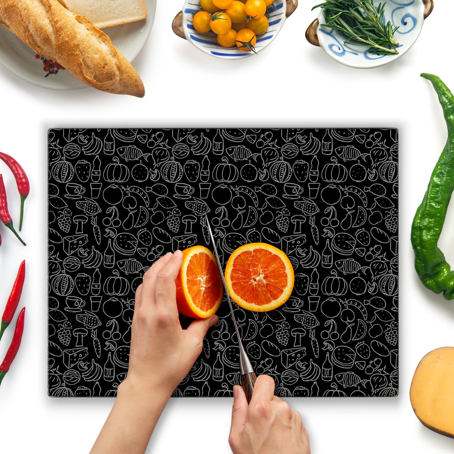Original Kitchenville™ Glass Chopping / Cutting Board 40x30cm